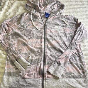 Nike Women's Pink & Gray Camo Zip-Up Hoodie